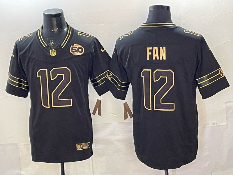 Men 2026 Seattle Seahawks #12 Fan Black gold 3th generations Nike Limited NFL Jersey style 004->seattle seahawks->NFL Jersey